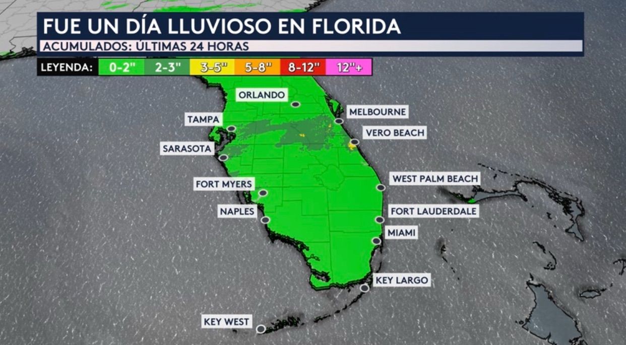 Varias pulgadas de lluvia cayeron en partes de Florida ayer con algunas  ciudades batiendo récords diarios, image size:1242x685
